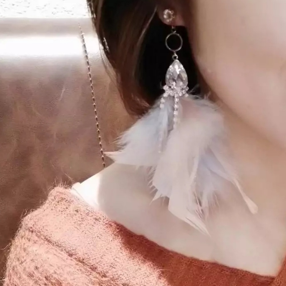 Boho Feather Long Gypsy Earrings - Picture 3 of 6
